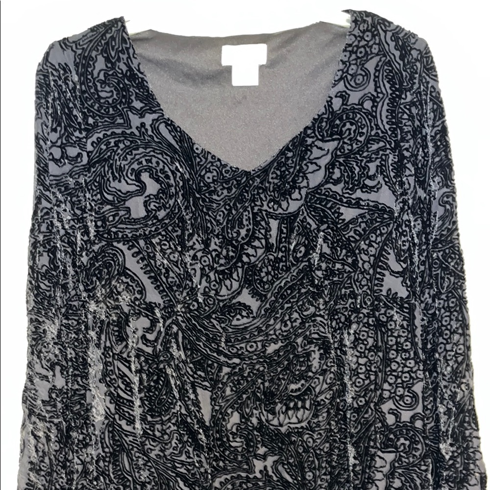 Motherhood Maternity Flocked Paisley Black Long Sleeve Dress